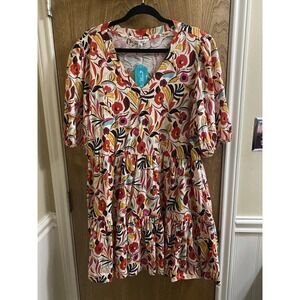 The Pioneer Woman Tiered Knit Dress  Women's Cream  Multicolor Floral XXL NWT